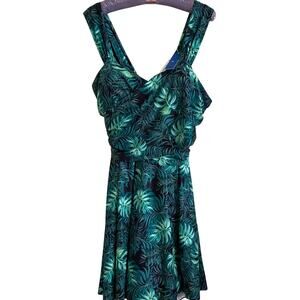Swimsuit Cocopear 5XL NWT Green Black leaf print romper Plus Size One Piece